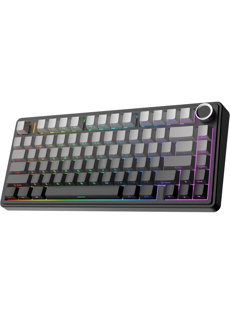 AULA F75 Gasket Mechanical Keyboard 75% Wireless – Hot Swappable RGB Gaming Keyboard with Knob, Bluetooth / 2.4GHz / USB-C, Five-Layer Padding, LEOBOG Reaper Switch (Black Gradient) - Image 1