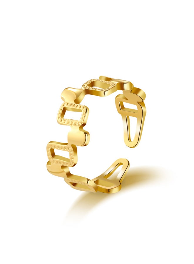 Irregular Geometric Shape Versatile Ring Plated With 18k Real Gold, Adjustable Open Ring, High Quality