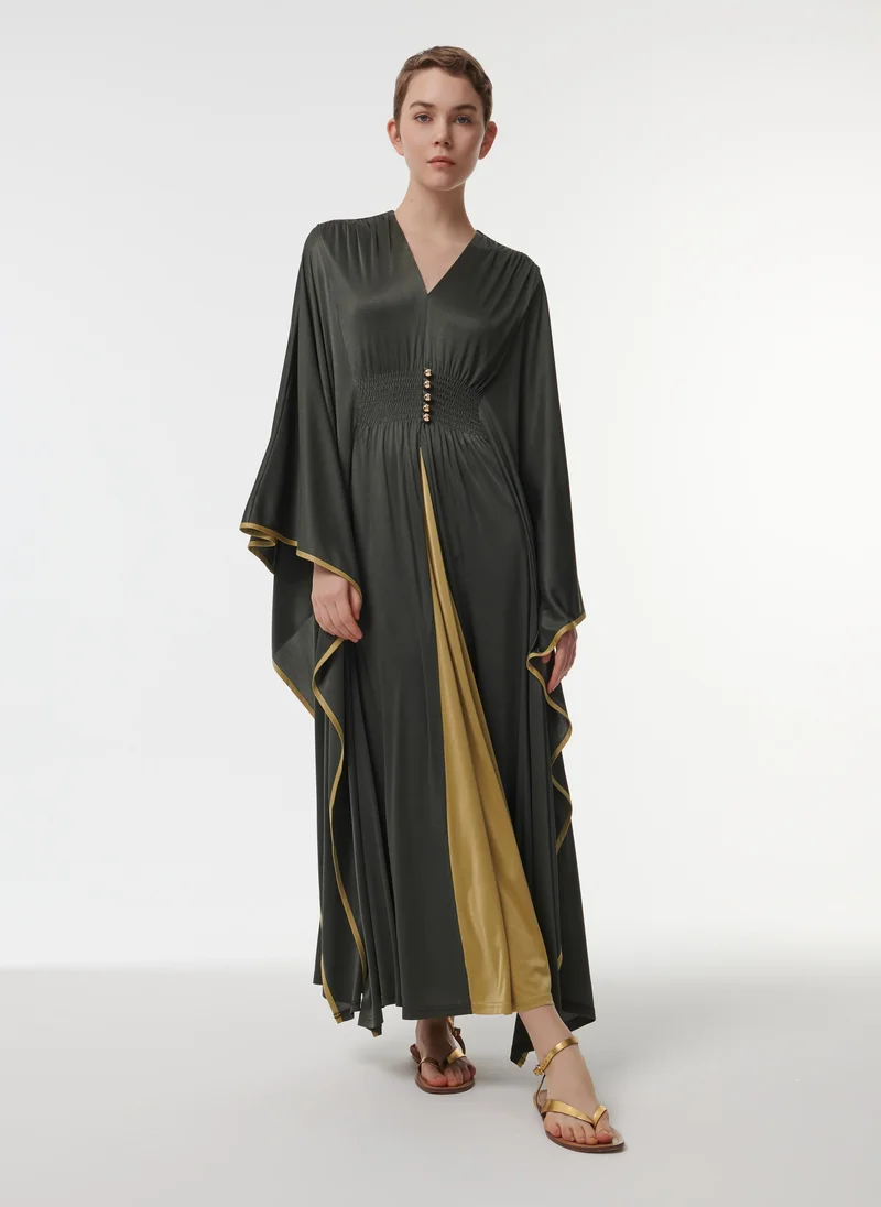 ليم فستان ماكسي مكشكش