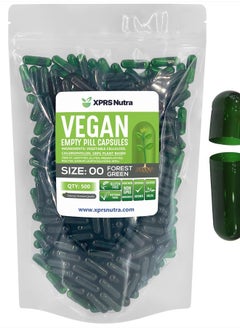 XPRS Nutra Size 00 Empty Capsules - 500 Count Empty Vegan Capsules - Vegetarian Empty Pill Capsules- DIY Vegetable Capsule Filling- Veggie Pill Capsules Empty Caps (Forest Green)  - Image 1