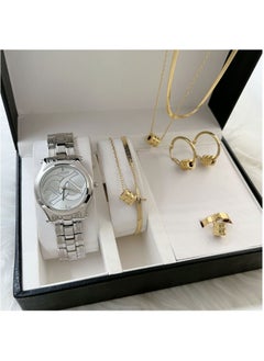 Fashionable and Luxurious Design Jewelry Set For Women Silver and Gold, Bracelet, Watch, Necklace, Earrings, Ring