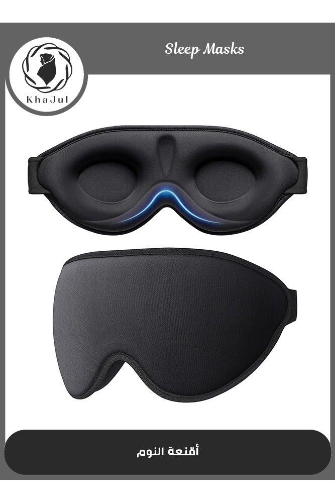 KHAJUL 3D Ergonomic Light Blocking Sleep Mask for Men and Women, Zero Pressure Eye Mask with Eyelash Friendly Design for Sleeping (Black) - Image 1