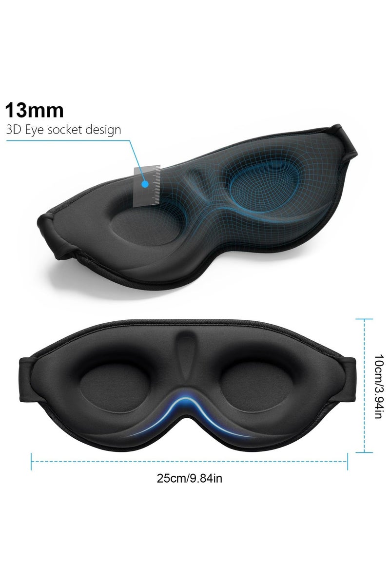 KHAJUL 3D Ergonomic Light Blocking Sleep Mask for Men and Women, Zero Pressure Eye Mask with Eyelash Friendly Design for Sleeping (Black) - Image 2