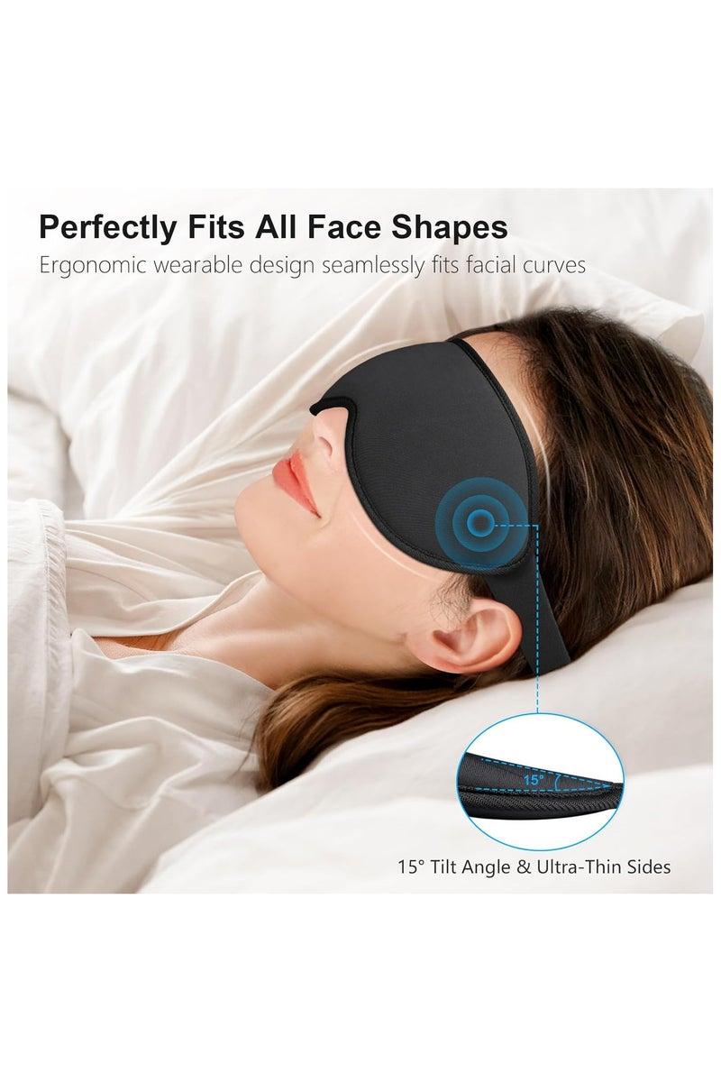 KHAJUL 3D Ergonomic Light Blocking Sleep Mask for Men and Women, Zero Pressure Eye Mask with Eyelash Friendly Design for Sleeping (Black) - Image 4