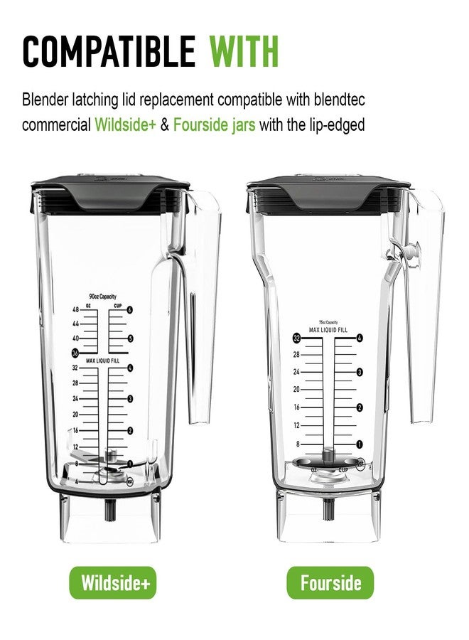Tobaiwind Blender Latching Lid Replacement For Blendtec Commercial Wildside & Fourside Jars, Blender Lids Top with Removable Center Cap, Wildside Jar Lid Replacement for Keeping Splashes Contained During Blend - Image 2