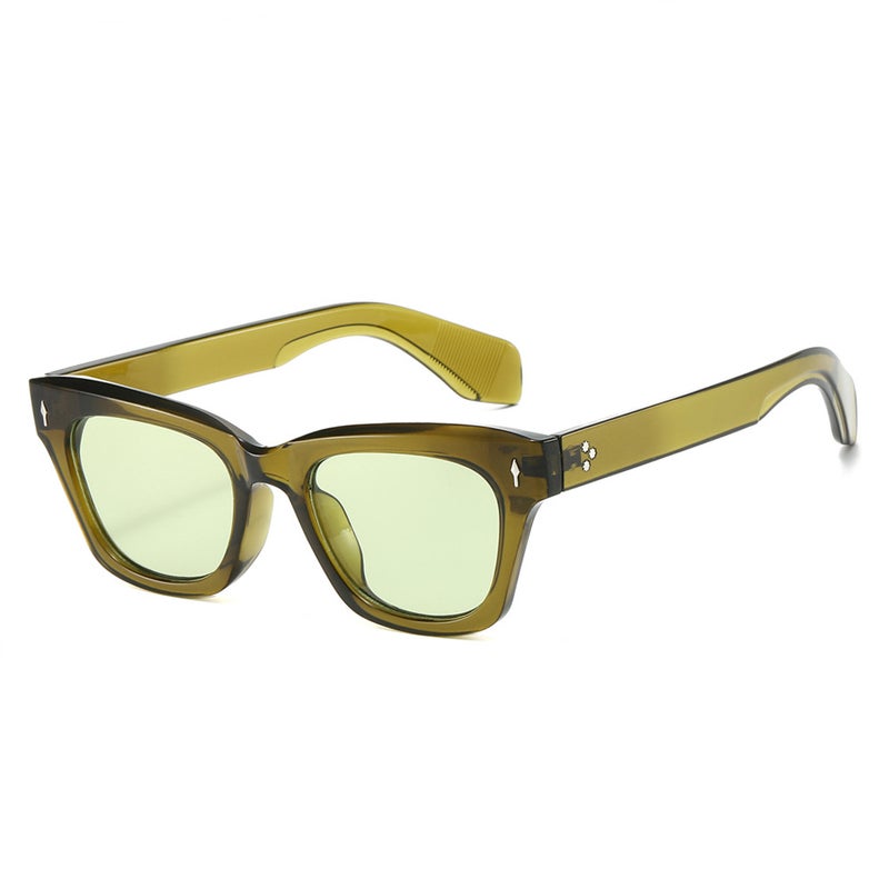 Generic 2024 Spring Cat Eye Sunglasses Unisex Rivet Fashion green frame green sheet 