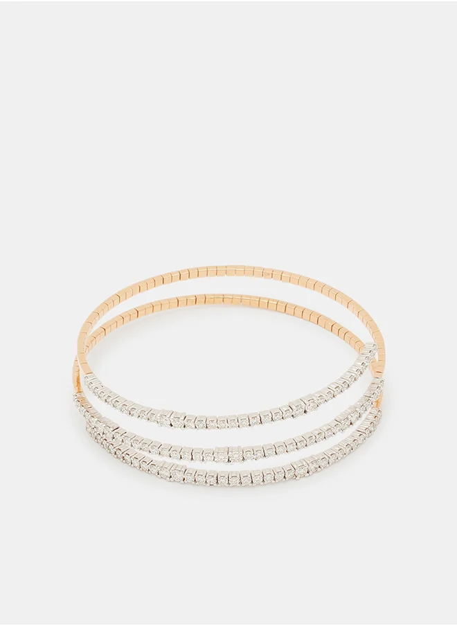 أناكا 18Kt Rose Gold Bangles Studded with Natural Diamonds