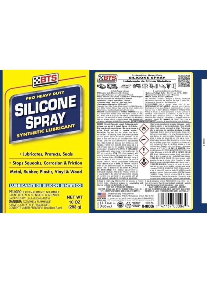 BTS Silicone Spray Oil – Synthetic Polymer Lubricant, Aerosol Can, 443 ml (15 fl oz), Made in U.S.A - Image 3