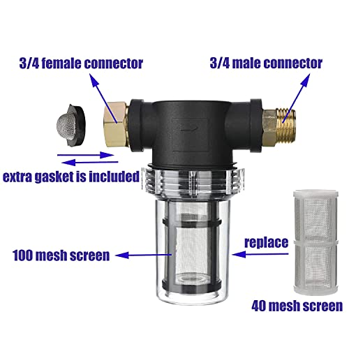 M MINGLE Garden Hose Filter for Pressure Washer inlet Water, Inline Filter for Sediment, 40 Mesh Screen, Extra 100 Mesh - Image 3