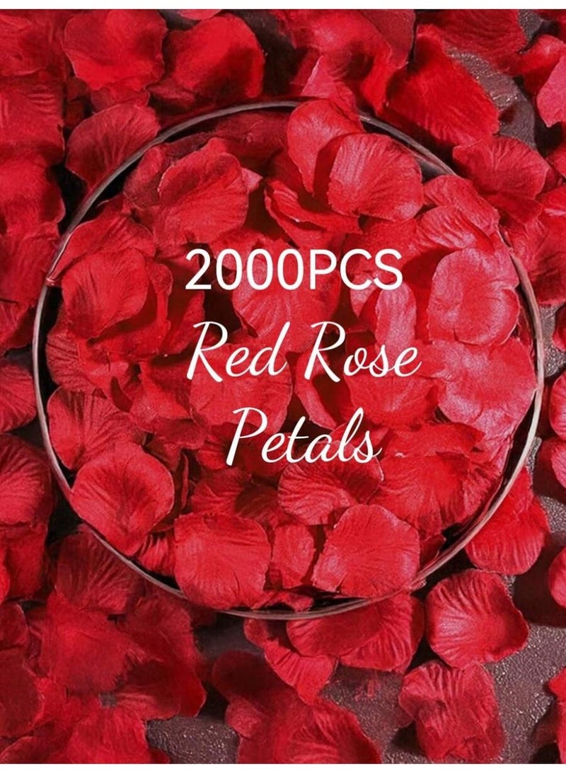 2000 قطعة من بتلات الورد الحريرية الحمراء للديكورات الرومانسية الخاصة والحفلات ، ليلة الحب، حفل الزفاف، حفلة عيد الميلاد - Image 2