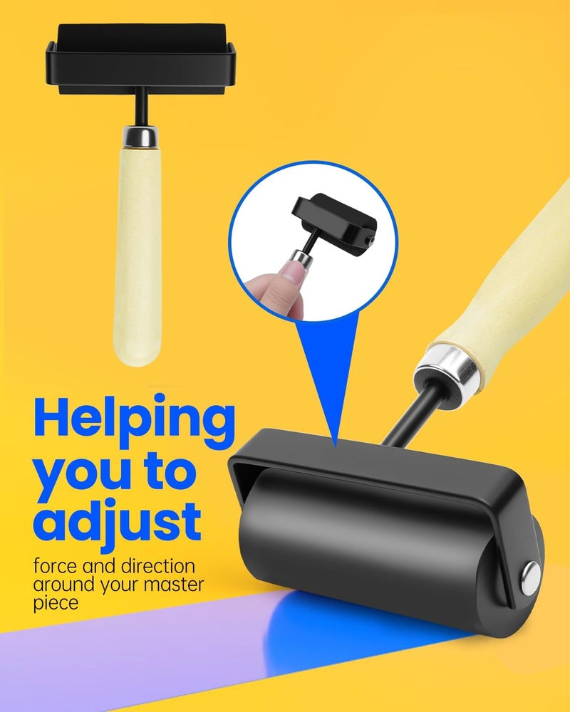 UCEC Brayer Roller for Printmaking – Wooden Handle Durable Wood Glue Roller, Paint, Brayer Rollers for Crafting, Great for Gluing Application, Diamond Painting, Block Printing, 1 Pack (1.5 Inch) - Image 5