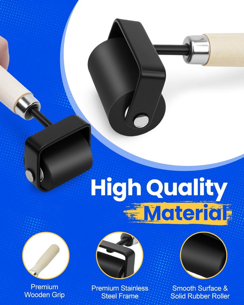 UCEC Brayer Roller for Printmaking – Wooden Handle Durable Wood Glue Roller, Paint, Brayer Rollers for Crafting, Great for Gluing Application, Diamond Painting, Block Printing, 1 Pack (1.5 Inch) - Image 2