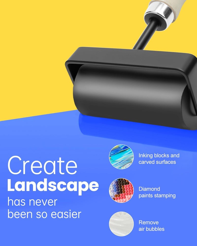 UCEC Brayer Roller for Printmaking – Wooden Handle Durable Wood Glue Roller, Paint, Brayer Rollers for Crafting, Great for Gluing Application, Diamond Painting, Block Printing, 1 Pack (1.5 Inch) - Image 4