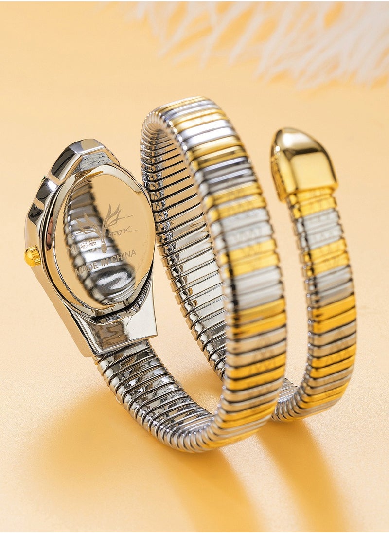 MISS FOX Luxury Fashion Ladies' Watch High-Elastic Snake-Shaped Strap Diamond-Shaped Dial Mineral Reinforced Glass Mirror Waterproof Bracelet Watch  - Image 2