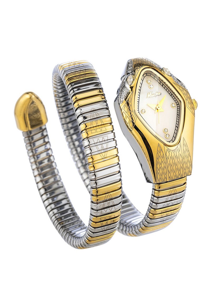 MISS FOX Luxury Fashion Ladies' Watch High-Elastic Snake-Shaped Strap Diamond-Shaped Dial Mineral Reinforced Glass Mirror Waterproof Bracelet Watch  - Image 1
