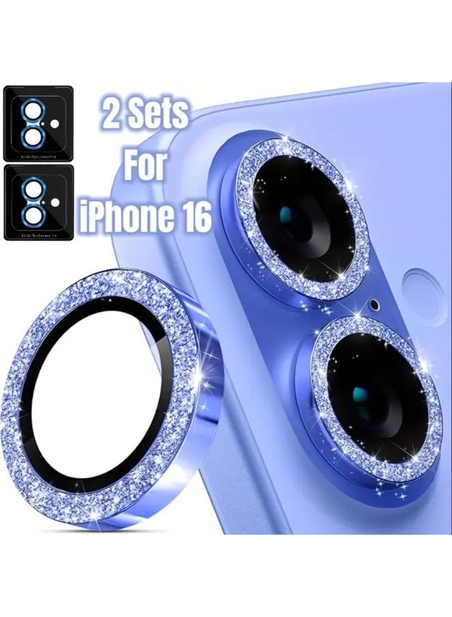 For iPhone 16 16 Plus 9H Tempered Glass Camera Lens Protector 2 2 Pack Pink - Image 2