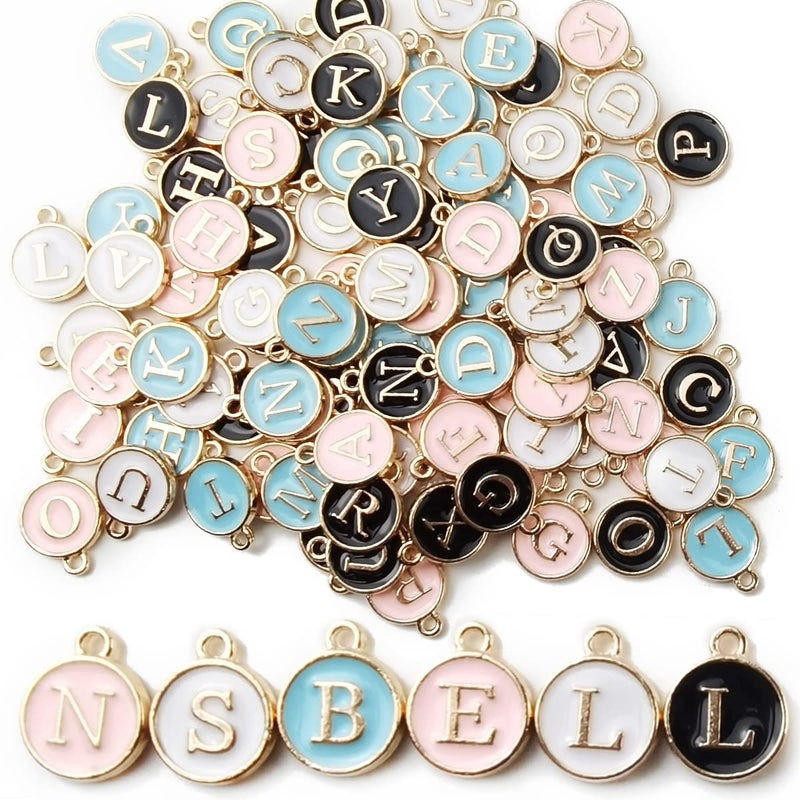 NSBELL 104PCS Letter Charms for Jewelry Making Charm for Bracelet Initial Charms Double Sided Alphabet Charms for Necklace Bracelet Jewelry Making - Image 1