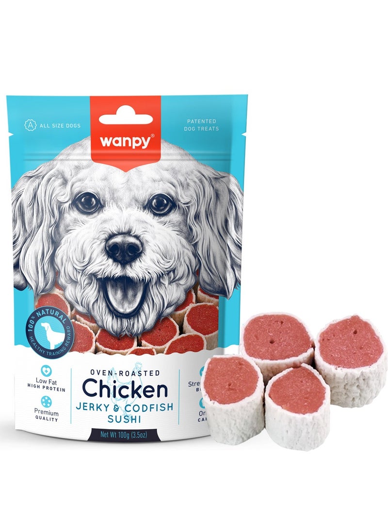 Wanpy Wanpy Chicken Jerky & Codfish Sushi 100g 