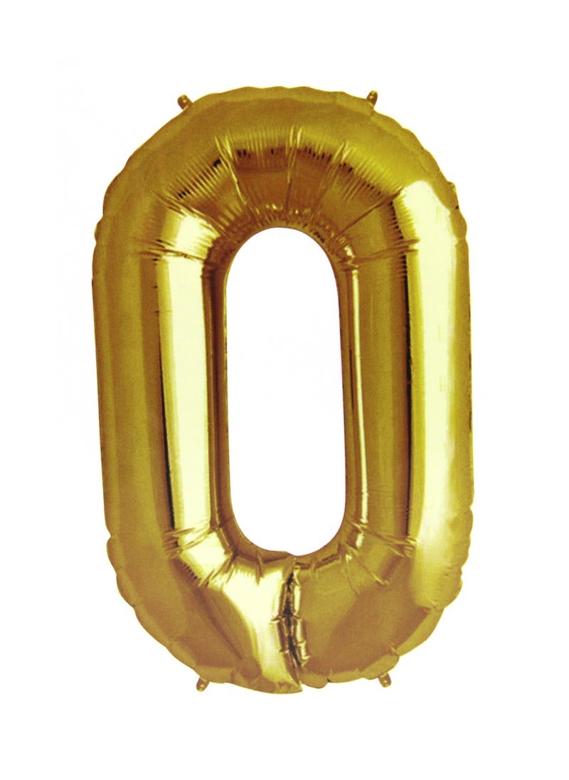 بارتي فن بالون رقم رقائق معدنية رقم 0 ، لون ذهبي 40 بوصة ، مثالي لتزيين الحفلات وأعياد الميلاد واحتفالات الذكرى السنوية 1 قطعة - Image 1