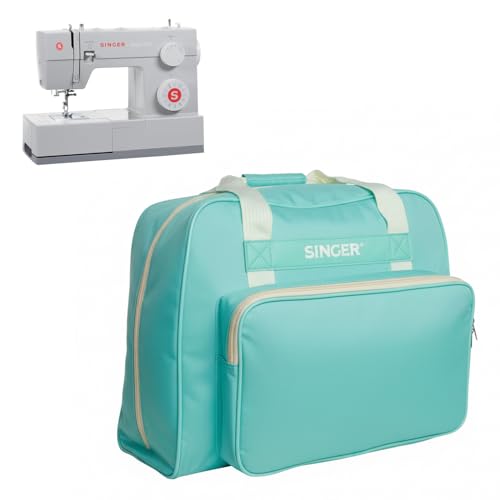 SINGER Machine Carrying Case Teal Color Spacious Case Fits Most Standard Sewing Machines and Sergers FullyPadded Interior Durable Canvas Exterior Easy Zip Large Front Pocket Easy Transport - Image 1