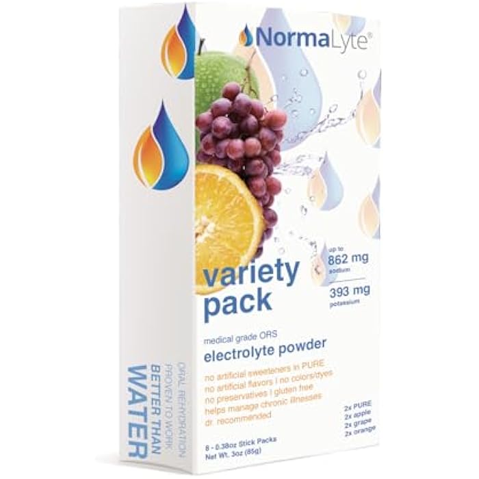 NormaLyte Oral Rehydration Salts Pack of 8-4 Flavors Energy Supplement, Electrolytes Powder Packets, Potassium Supplement, Vegan, Dehydration Tablets - Image 2