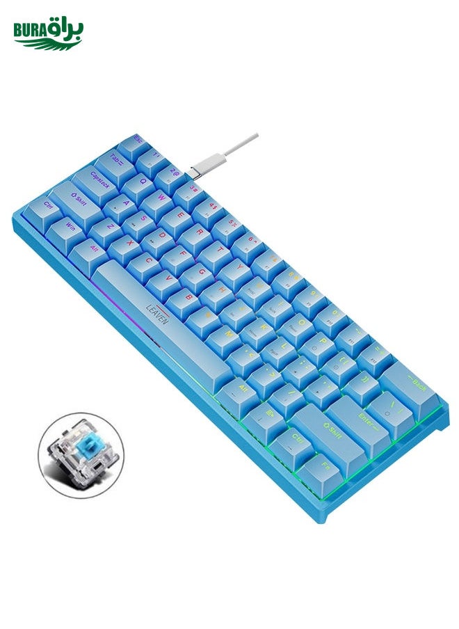 BURAQ LEAVEN K620 61 Keys Hot Plug-in Glowing Game Wired Mechanical Keyboard, Cable Length: 1.8m, Color: Blue Green Shaft  - Image 1