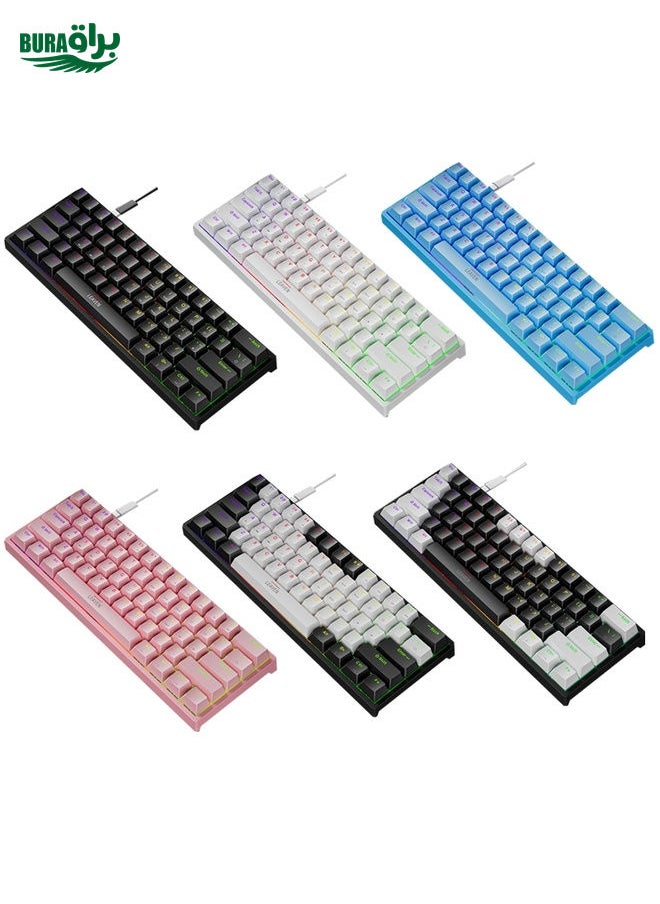 BURAQ LEAVEN K620 61 Keys Hot Plug-in Glowing Game Wired Mechanical Keyboard, Cable Length: 1.8m, Color: Blue Green Shaft  - Image 2