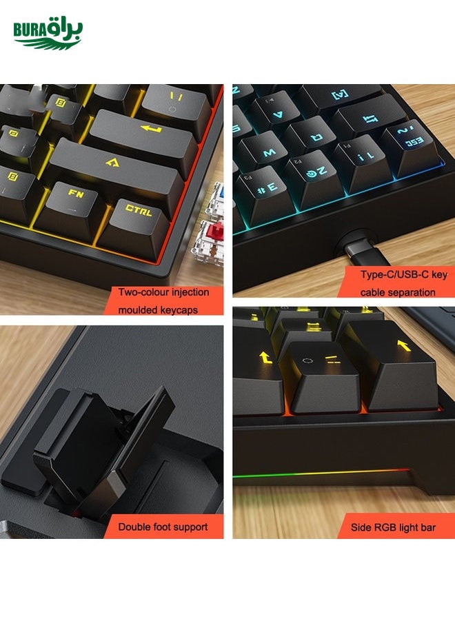 BURAQ LEAVEN K620 61 Keys Hot Plug-in Glowing Game Wired Mechanical Keyboard, Cable Length: 1.8m, Color: Blue Green Shaft  - Image 3