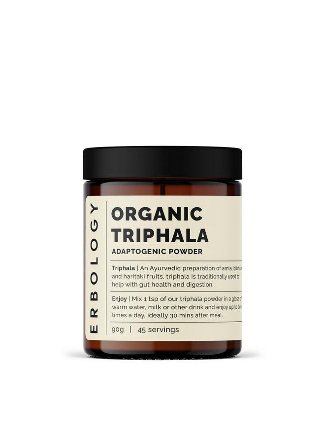Erbology Organic Triphala Powder 3.2 oz - 45 Servings - Ayurvedic Blend of Amla, Haritaki and Bibhitaki - Gut Health - Sustainably Sourced Straight from Farm in India - Small Batch - Vegan - GMO-Free - Image 1