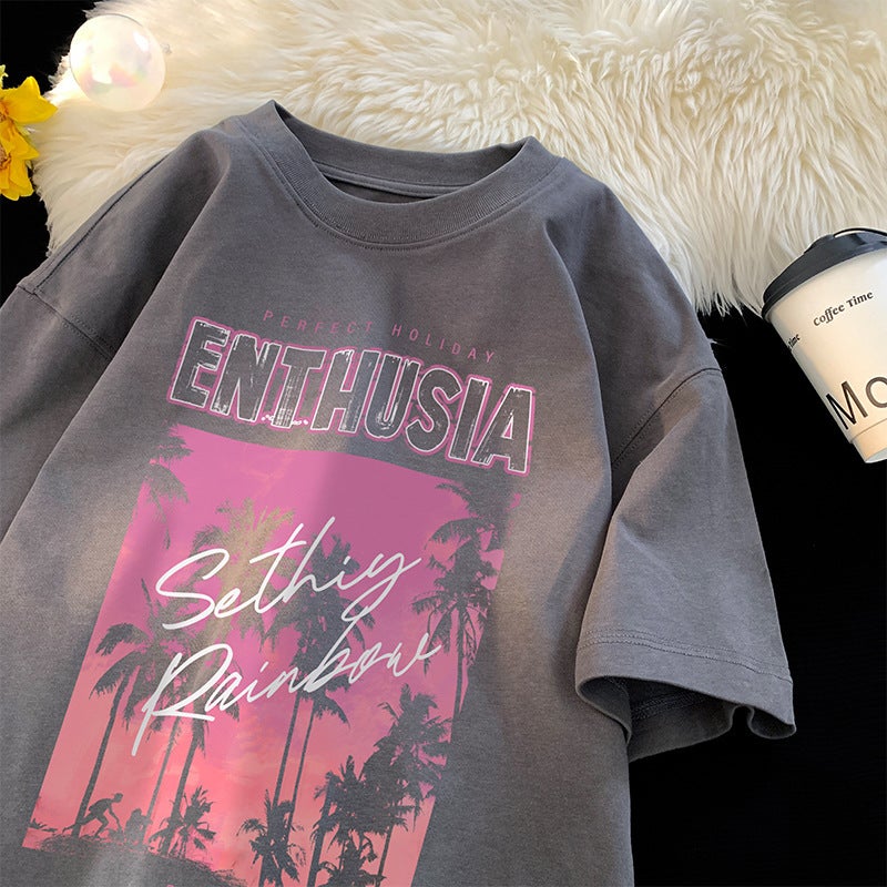 Casual Short-Sleeved T-Shirt Men'S 2024 Men'S Japanese Fashionable Trendy Brand Loose Half-Sleeved T-Shirt For Boys - Image 3