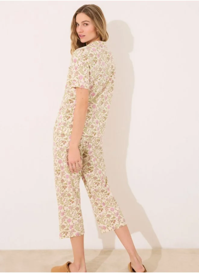 women'secret 100% cotton classic pyjamas with flower print
