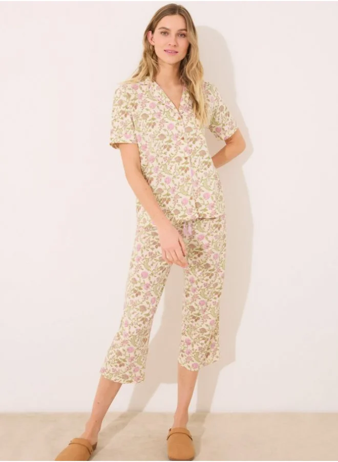 women'secret 100% cotton classic pyjamas with flower print
