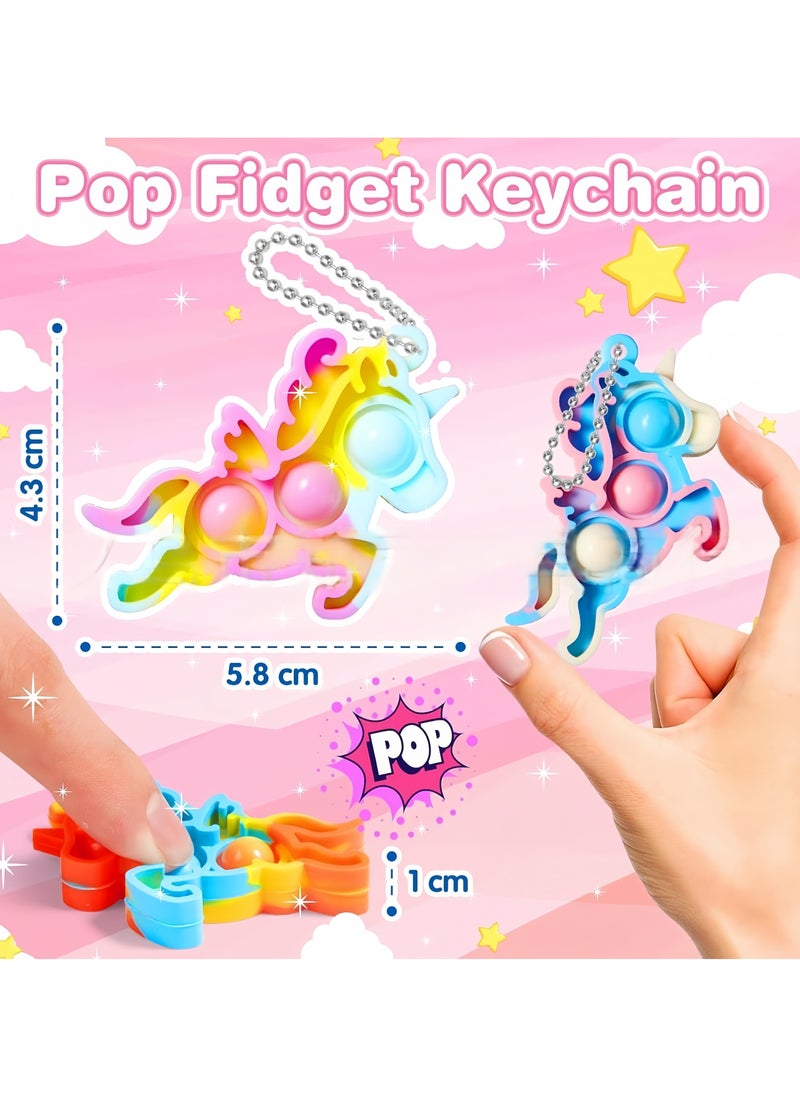 Mr. Penda 30 Pack Unicorns Party Favors Fidget Toys, Bulk Its Unicorn Keychains Party Favors for Kids, Classroom, Party Favors, Goodie Bags Fillers, Birthday Day Gifts and Prize (Random Color)  - Image 2