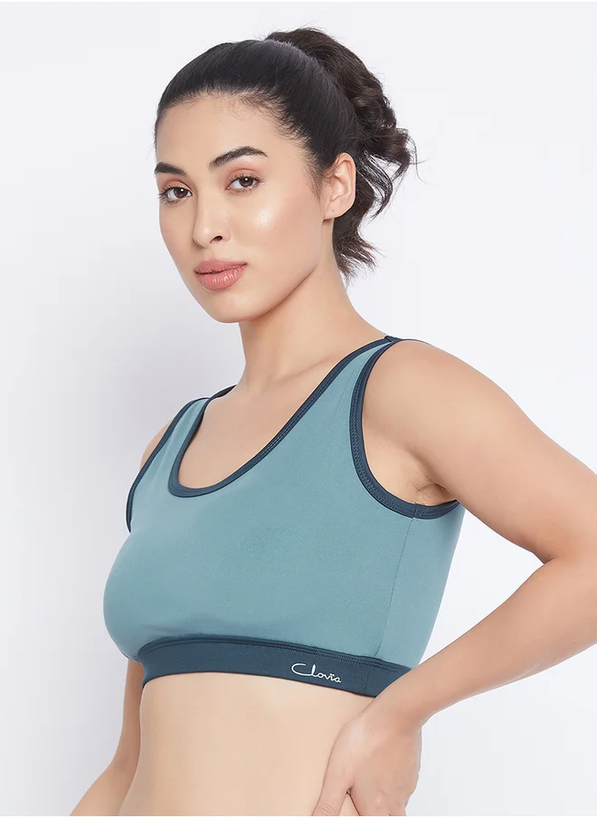 Clovia Medium Impact Padded Non-Wired Sports Bra with Removable Cups