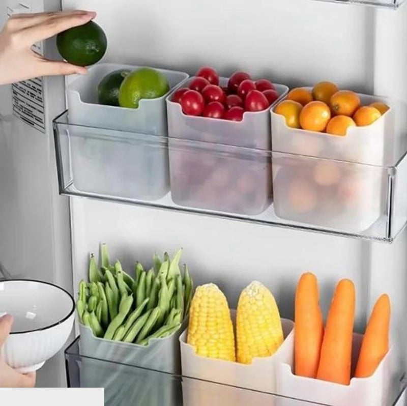 RIOMAX Fridge Storage Boxes Fridge Organizer Space-saving Refrigerator Side Door Open Container Vegetables, Fruits Space Saving Open Storage Container (900 ML, Pack of 6) - Image 1