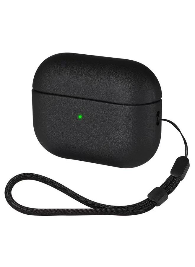 روك بو AirPods برو 2 حزام جلد سيليكون القضية الجبهة أدى الضوء المرئي متوافق مع الجيل الثاني من AirPods برو الأسود  - Image 1