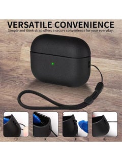 Rock Pow AirPods Pro 2  with Leather Silicone Case Front LED Light  Visible Compatible with AirPods Pro 2nd Generation Black  - Image 3