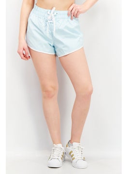 adidas Originals Women Sportswear Fit Embroidered Logo Training Shorts, Light Blue  - Image 1