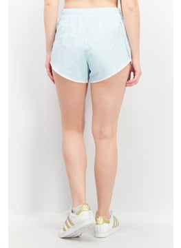 adidas Originals Women Sportswear Fit Embroidered Logo Training Shorts, Light Blue  - Image 3