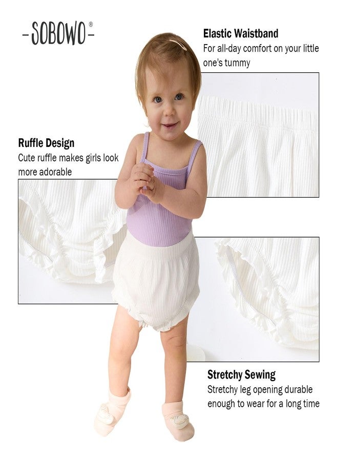 SOBOWO 3-Pack Bloomers for Baby Girls Diaper Covers Ribbed Ruffle Solid Triangle Baby Girl Shorts Summer Toddler Underwear(3 Pieces White, 2-3T) - Image 3