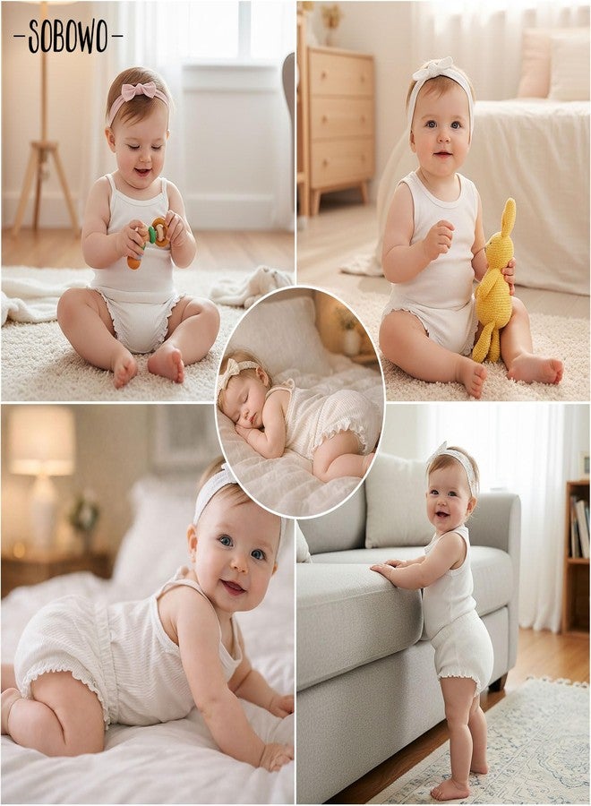 SOBOWO 3-Pack Bloomers for Baby Girls Diaper Covers Ribbed Ruffle Solid Triangle Baby Girl Shorts Summer Toddler Underwear(3 Pieces White, 2-3T) - Image 2