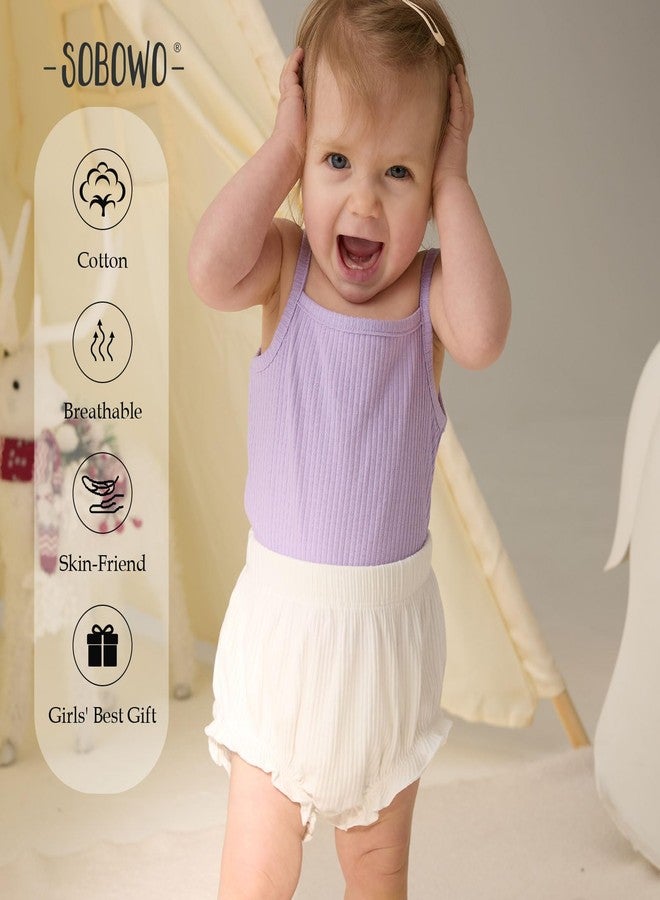 SOBOWO 3-Pack Bloomers for Baby Girls Diaper Covers Ribbed Ruffle Solid Triangle Baby Girl Shorts Summer Toddler Underwear(3 Pieces White, 2-3T) - Image 4