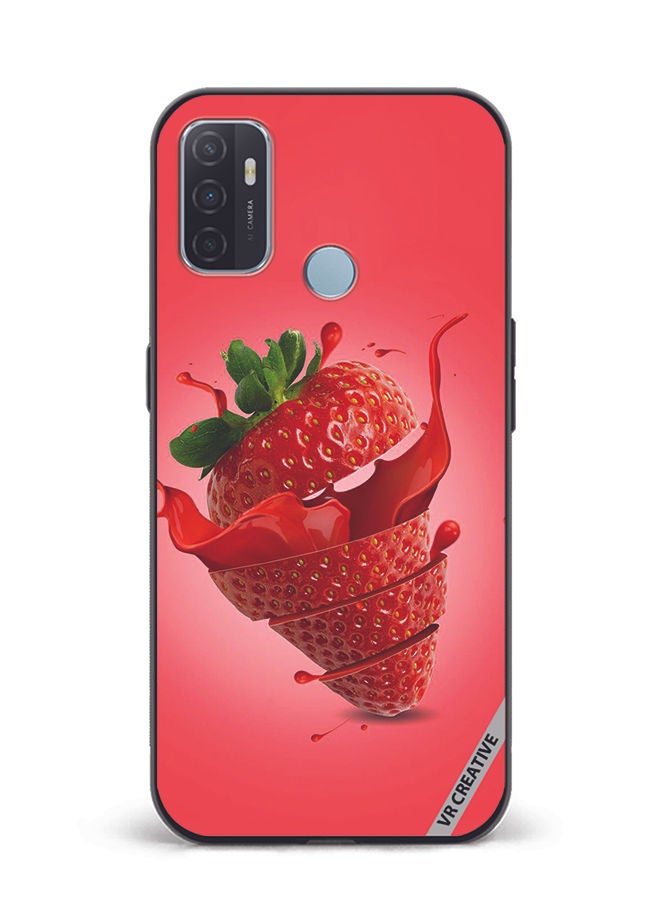 VR CREATIVE Protective Case Cover For Oppo A53 Strawberry Design Multicolour - Image 1