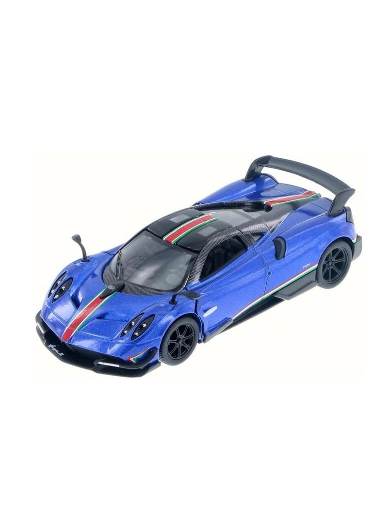 Kinsmart Cars 2016 Pagani Huayra BC with Decals Hard Top, Blue/Red Stripe - Kinsmart 1/38 Scale Diecast  - Image 1