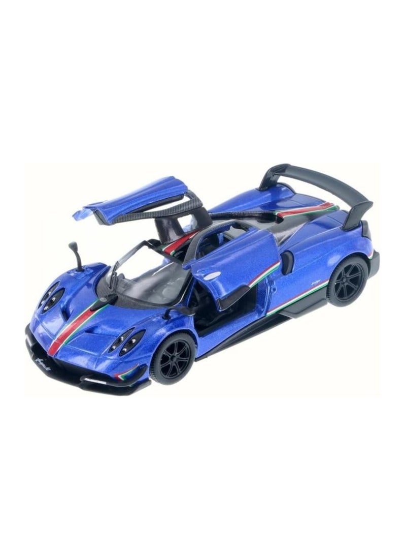 Kinsmart Cars 2016 Pagani Huayra BC with Decals Hard Top, Blue/Red Stripe - Kinsmart 1/38 Scale Diecast  - Image 2