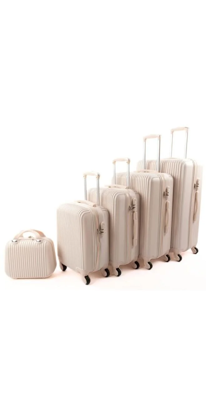 ليمرا طقم شنط سفر مكون من 5 حقائب أمتعة بـ 4 عجلات بتصميم حديث بيج