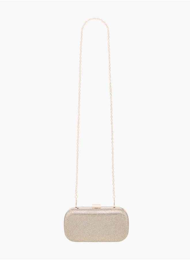 Flora Bella By Shoexpress Women Studded Clutch with Chain Strap and Flap Closure