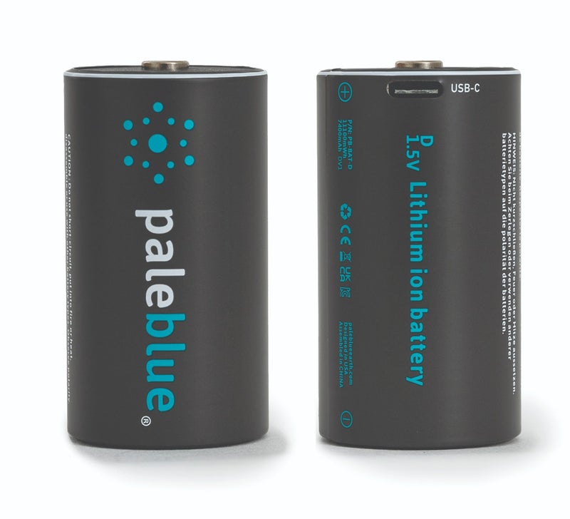 paleblue D Rechargeable Li-Ion Batteries (2-Pack) with USB-A to USB-C Cable; 1.5V, 11000mWh/7400mAh, Fast Charging Under 7 Hours, 1000+ Cycles, LED Charge Indicator, High-Capacity Lithium Batteries, No External Charger Needed - Image 2