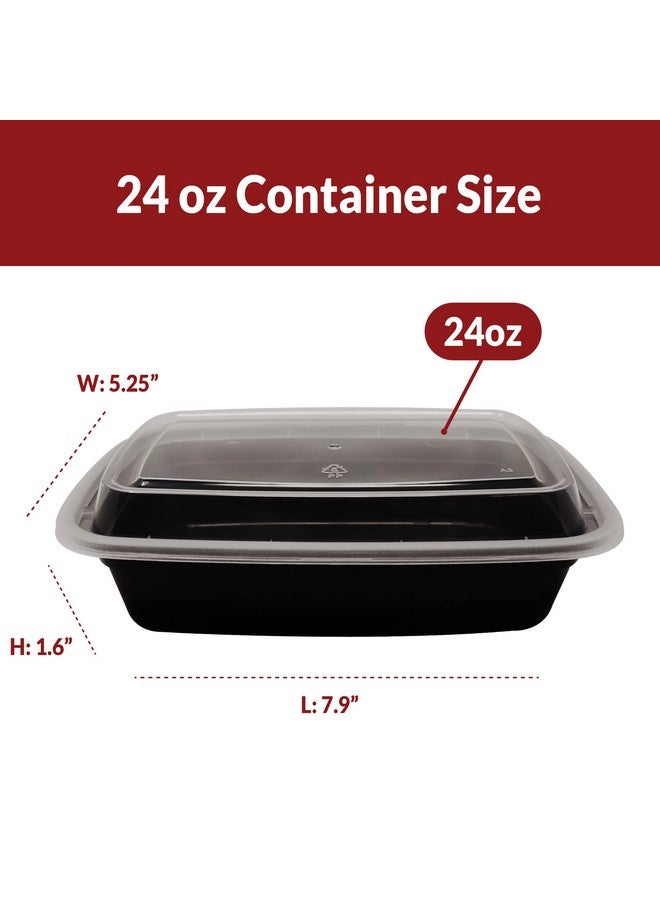 Reli. Meal Prep Containers 24 oz. | 50 Pack | 1 Compartment Food Container w/Lids | Microwavable Food Storage, To Go | Black Reusable Bento Box/Lunch Box for Meal Prep - Image 3