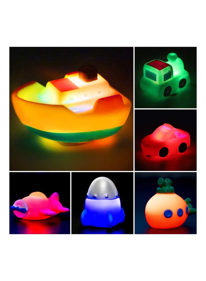Bath Toys Light Up 6 Packs Floating Set for Baby Toddlers Kids in Birthday Shower Pool Boys Girls Children Preschool Bathtub Bathroom - Image 1